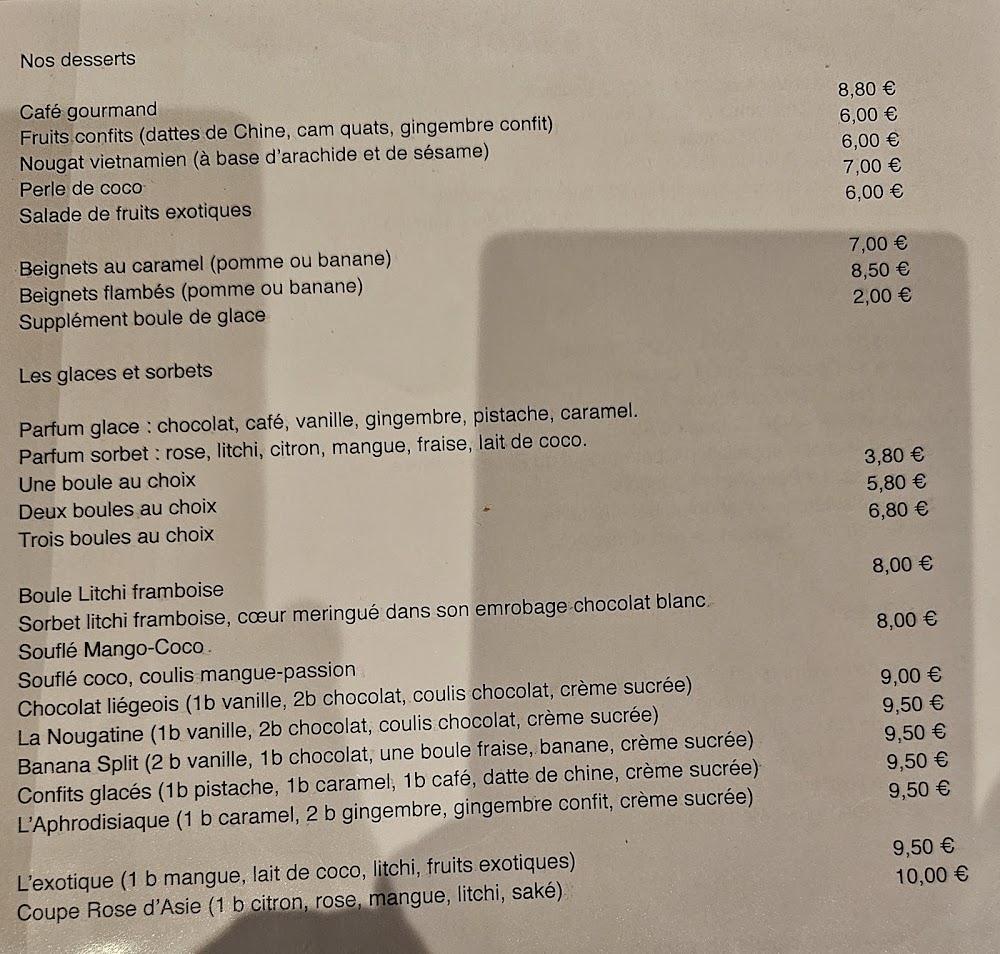 La Rose d'Asie - Menu Image 1