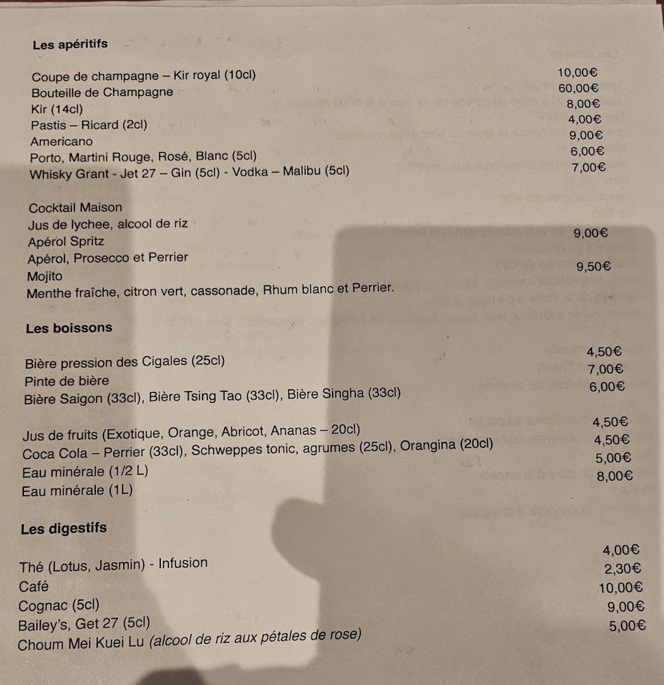 La Rose d'Asie - Menu Image 4